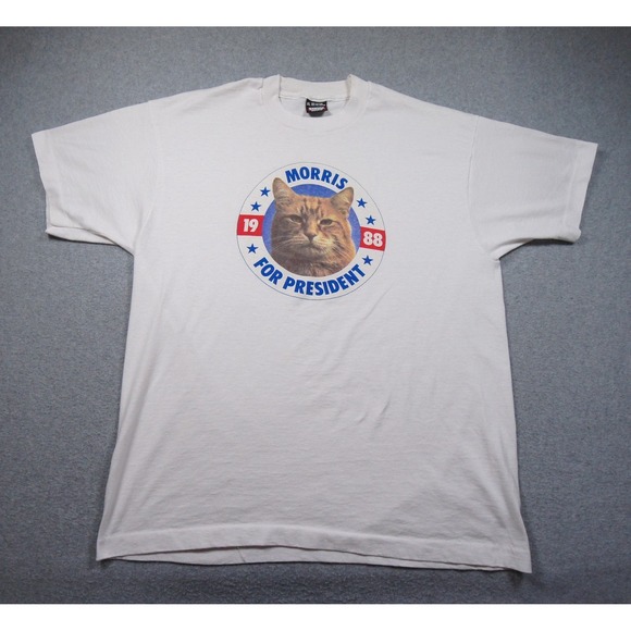 Screen Stars Other - Vintage Morris the Cat For President Shirt Mens XLarge White 80s Tee 1988 Adult